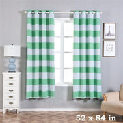 2 pcs 52" x 84" Cabana Stripe Blackout Grommet Window Curtains Drapes Treatments CUR_PANMIC07_5284_MINT
