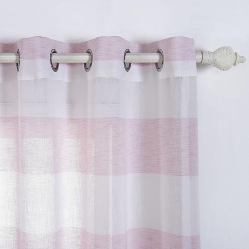 2 pcs 52" x 84" Faux Linen Sheer Stripe Window Curtains Drapes Panels
