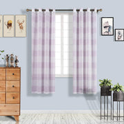 2 pcs 52" x 84" Faux Linen Sheer Stripe Window Curtains Drapes Panels
