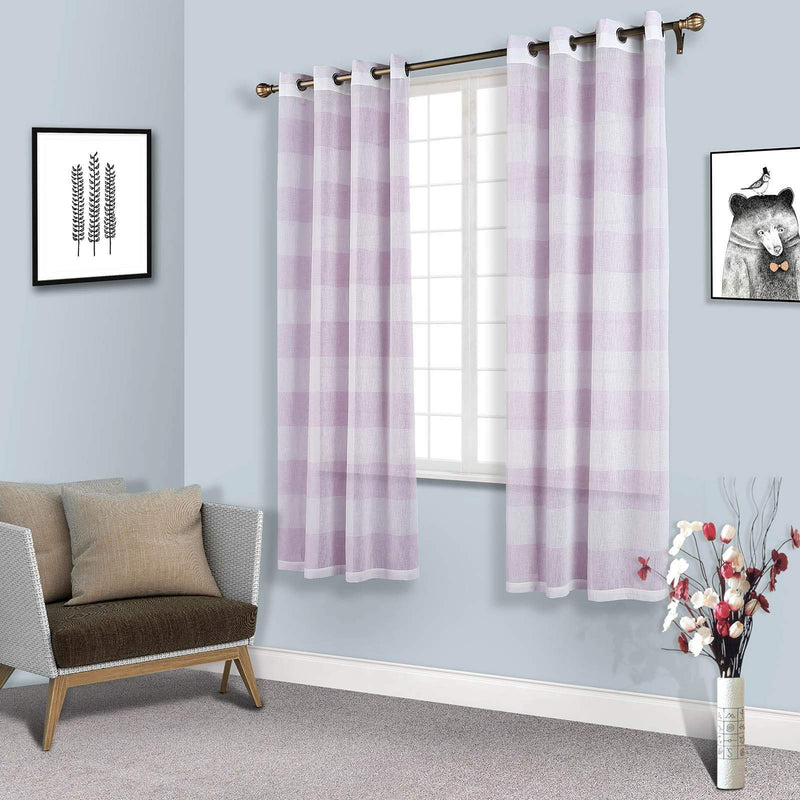 2 pcs 52" x 84" Faux Linen Sheer Stripe Window Curtains Drapes Panels