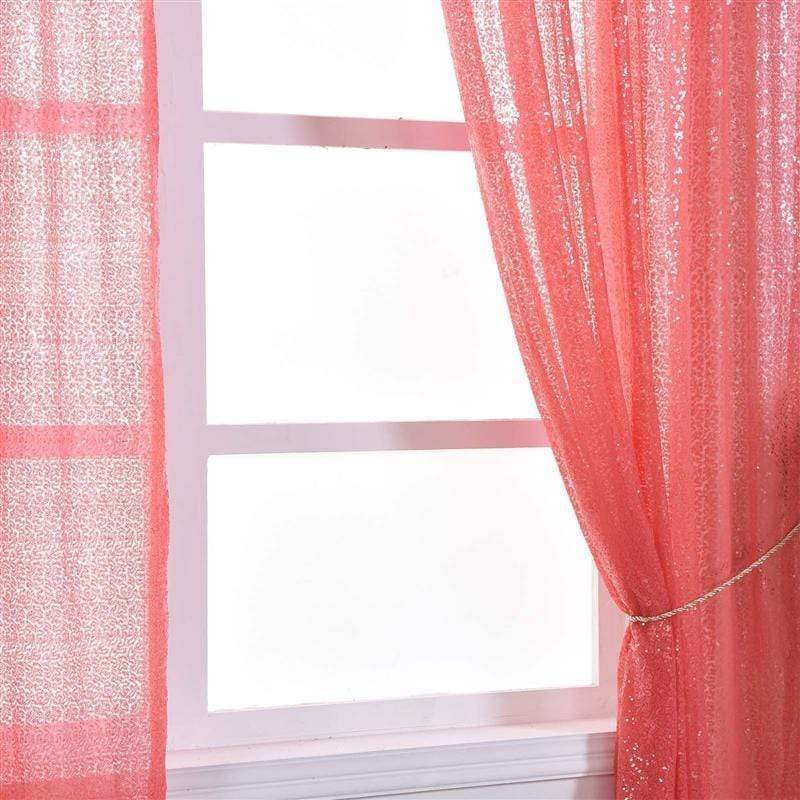 2 pcs 52" x 84" Sequined Window Curtains Drapes Panels Backdrop - Coral CUR_PANSEQ04_5284_032