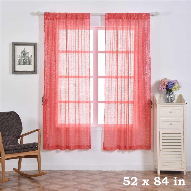 2 pcs 52" x 84" Sequined Window Curtains Drapes Panels Backdrop - Coral CUR_PANSEQ04_5284_032