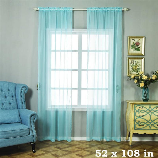 2 pcs 52" x 84" Sheer Organza Window Curtains Drapes Panels CUR_PANORGZ04_52108_BLUE