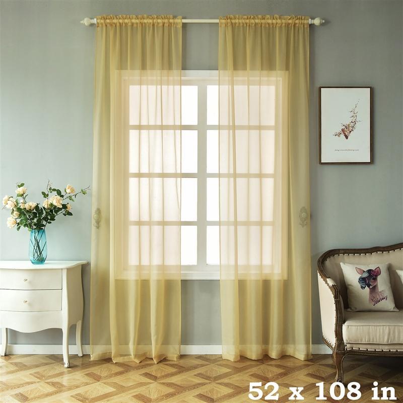 2 pcs 52" x 84" Sheer Organza Window Curtains Drapes Panels CUR_PANORGZ04_52108_CHMP