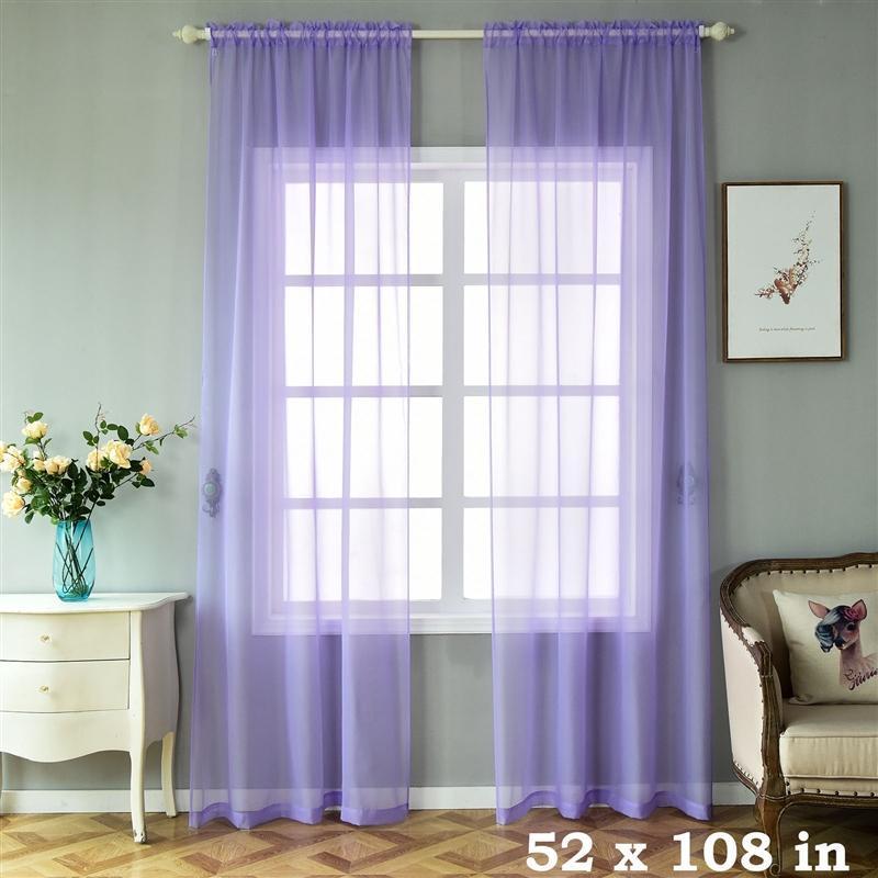 2 pcs 52" x 84" Sheer Organza Window Curtains Drapes Panels CUR_PANORGZ04_52108_LAV