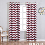 2 pcs 52" x 96" Chevron Blackout Thermal Grommet Window Curtains Drapes Treatments CUR_PANMIC05_5296_BURG