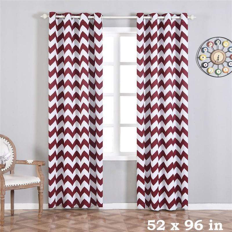2 pcs 52" x 96" Chevron Blackout Thermal Grommet Window Curtains Drapes Treatments CUR_PANMIC05_5296_BURG