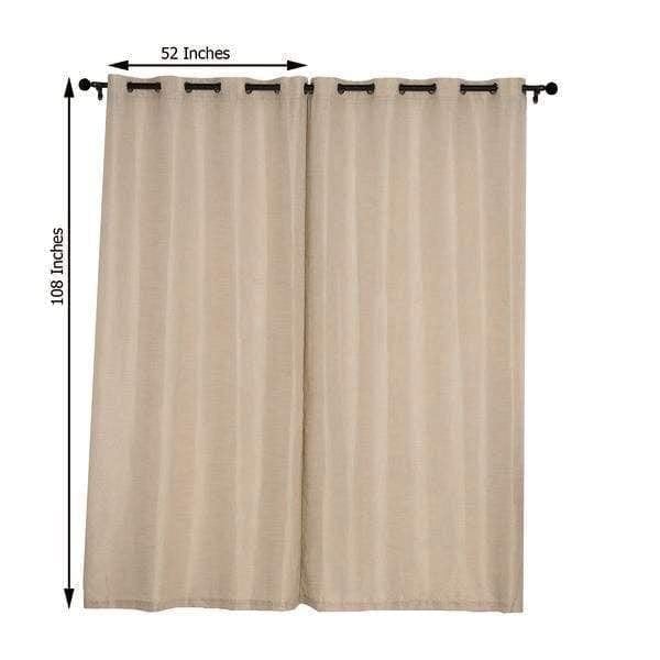 2 pcs 52"x108" Faux Linen Curtains with Chrome Grommets