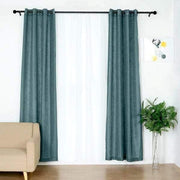 2 pcs 52"x108" Faux Linen Curtains with Chrome Grommets