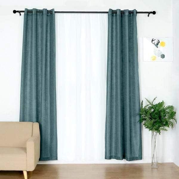 2 pcs 52"x108" Faux Linen Curtains with Chrome Grommets