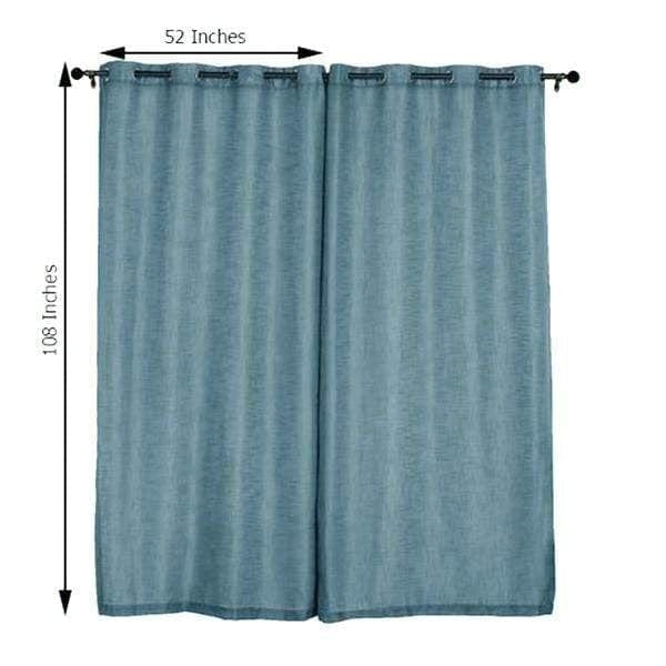 2 pcs 52"x108" Faux Linen Curtains with Chrome Grommets