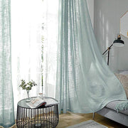 2 pcs 52"x108" Faux Linen Curtains with Chrome Grommets