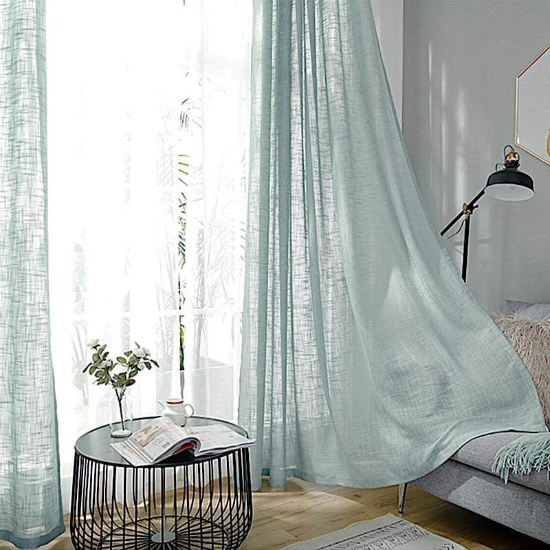 2 pcs 52"x108" Faux Linen Curtains with Chrome Grommets