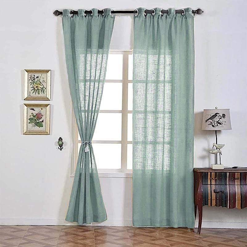 2 pcs 52"x108" Faux Linen Curtains with Chrome Grommets
