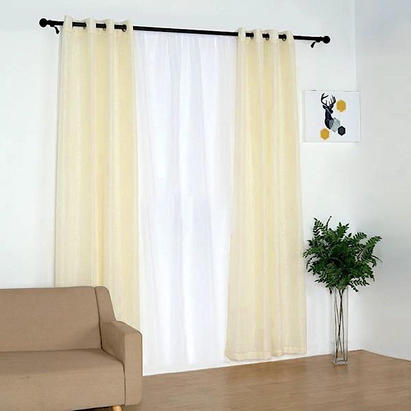 2 pcs 52"x108" Faux Linen Curtains with Chrome Grommets