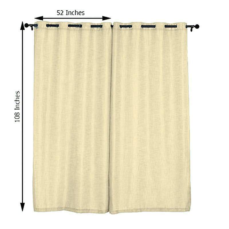 2 pcs 52"x108" Faux Linen Curtains with Chrome Grommets