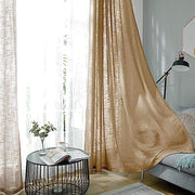 2 pcs 52"x108" Faux Linen Curtains with Chrome Grommets