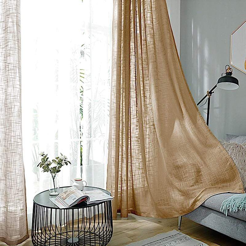 2 pcs 52"x108" Faux Linen Curtains with Chrome Grommets