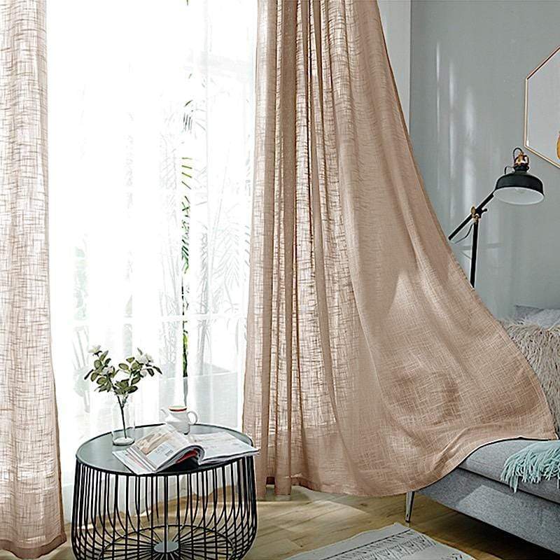 2 pcs 52"x108" Faux Linen Curtains with Chrome Grommets