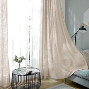 2 pcs 52"x108" Faux Linen Curtains with Chrome Grommets