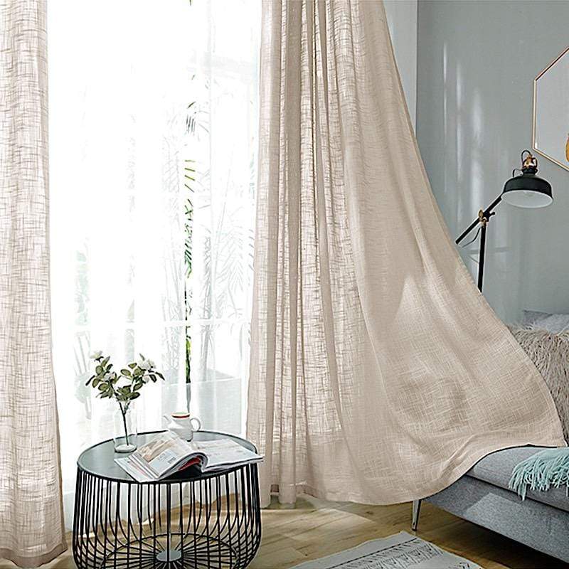 2 pcs 52"x108" Faux Linen Curtains with Chrome Grommets