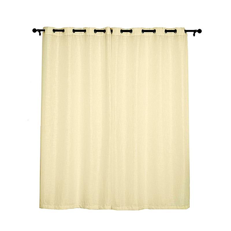 2 pcs 52"x108" Faux Linen Curtains with Chrome Grommets CUR_PANJUTE02_52108_IVR