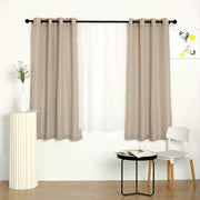 2 pcs 52"x64" Faux Linen Curtains with Chrome Grommets