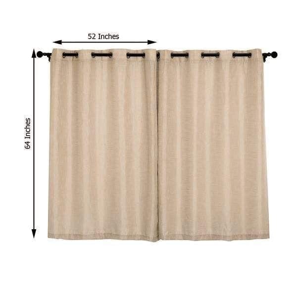2 pcs 52"x64" Faux Linen Curtains with Chrome Grommets
