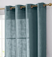 2 pcs 52"x64" Faux Linen Curtains with Chrome Grommets