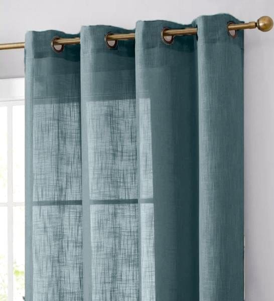 2 pcs 52"x64" Faux Linen Curtains with Chrome Grommets