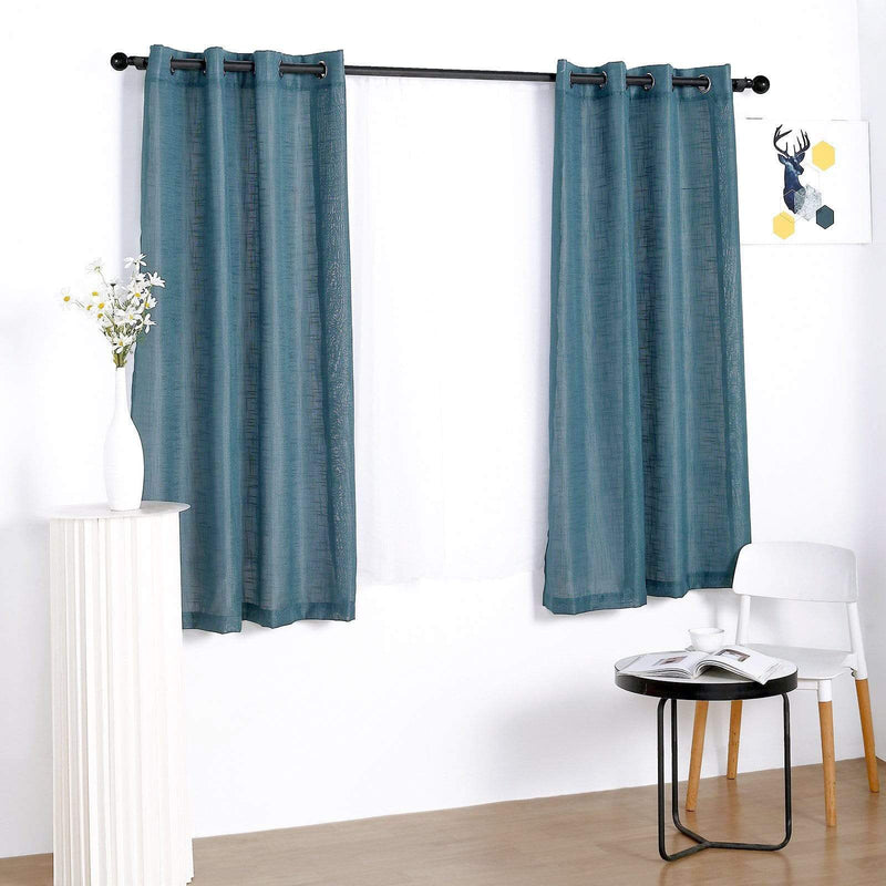 2 pcs 52"x64" Faux Linen Curtains with Chrome Grommets