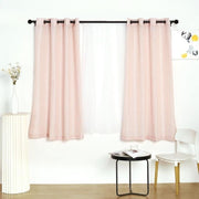 2 pcs 52"x64" Faux Linen Curtains with Chrome Grommets