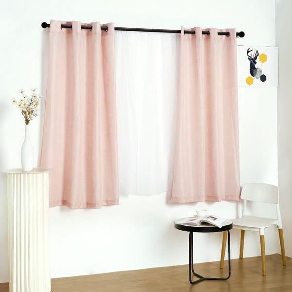 2 pcs 52"x64" Faux Linen Curtains with Chrome Grommets