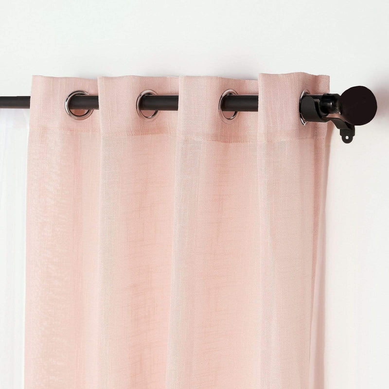 2 pcs 52"x64" Faux Linen Curtains with Chrome Grommets