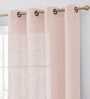2 pcs 52"x64" Faux Linen Curtains with Chrome Grommets