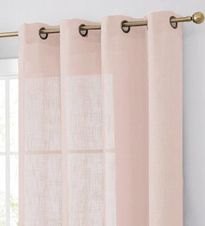 2 pcs 52"x64" Faux Linen Curtains with Chrome Grommets