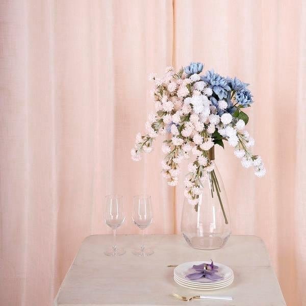 2 pcs 52"x64" Faux Linen Curtains with Chrome Grommets