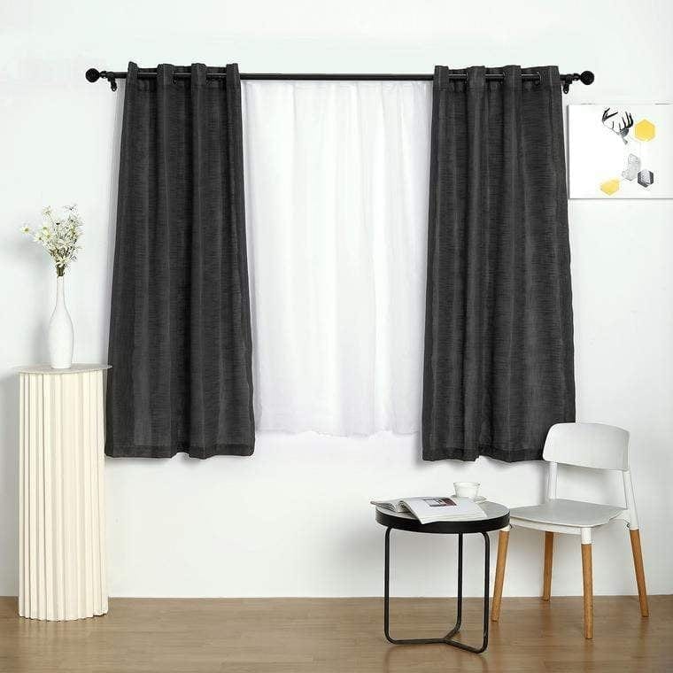 2 pcs 52"x64" Faux Linen Curtains with Chrome Grommets