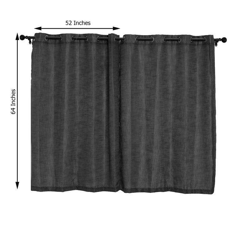 2 pcs 52"x64" Faux Linen Curtains with Chrome Grommets