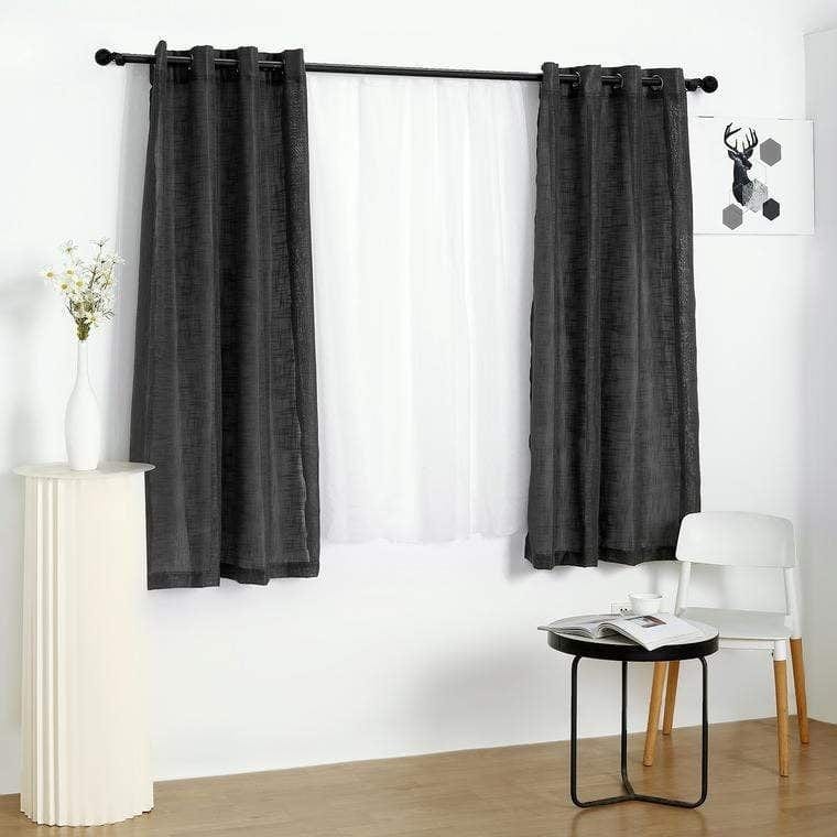 2 pcs 52"x64" Faux Linen Curtains with Chrome Grommets