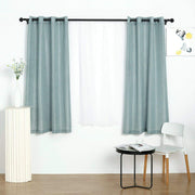 2 pcs 52"x64" Faux Linen Curtains with Chrome Grommets