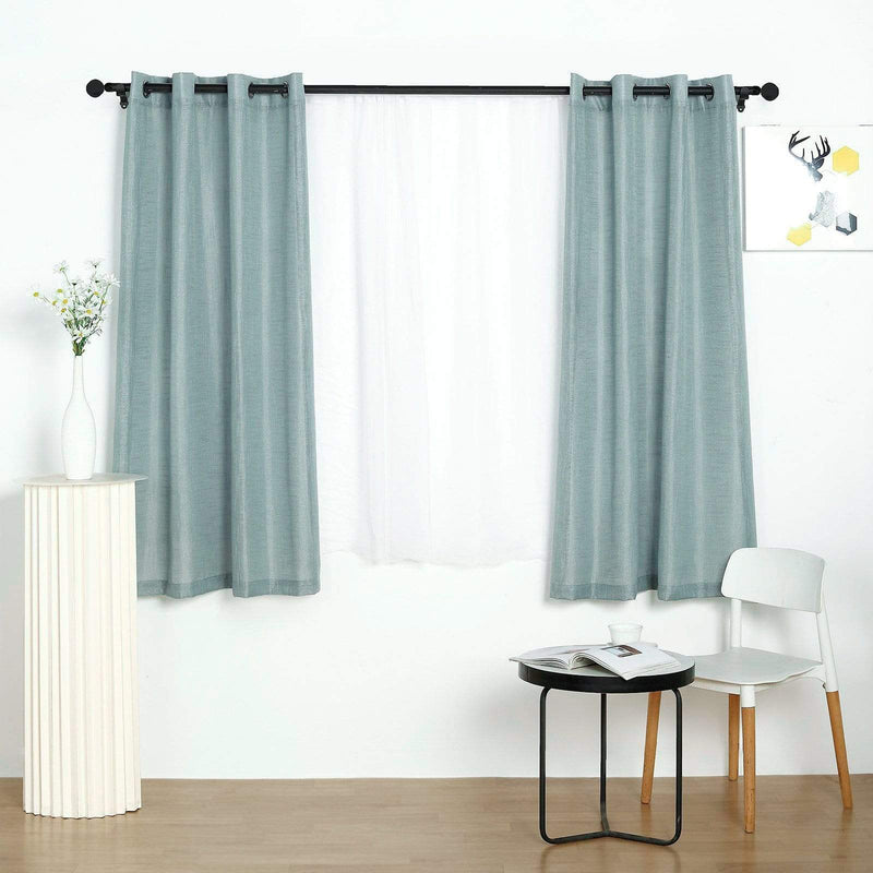 2 pcs 52"x64" Faux Linen Curtains with Chrome Grommets