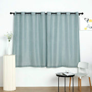 2 pcs 52"x64" Faux Linen Curtains with Chrome Grommets