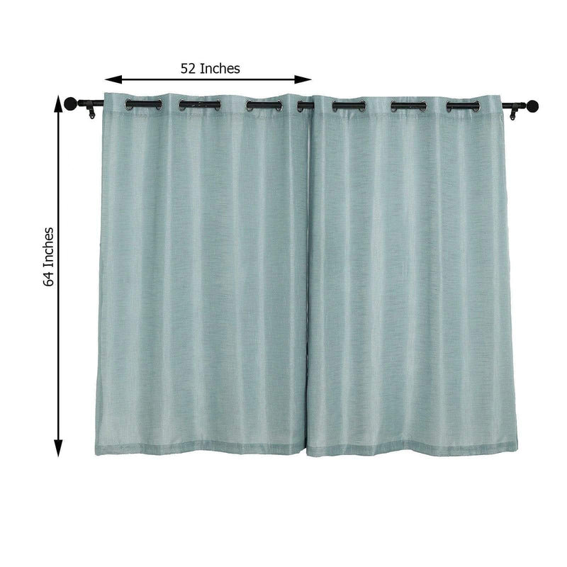 2 pcs 52"x64" Faux Linen Curtains with Chrome Grommets