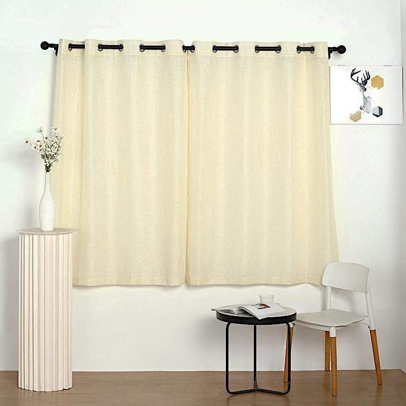 2 pcs 52"x64" Faux Linen Curtains with Chrome Grommets