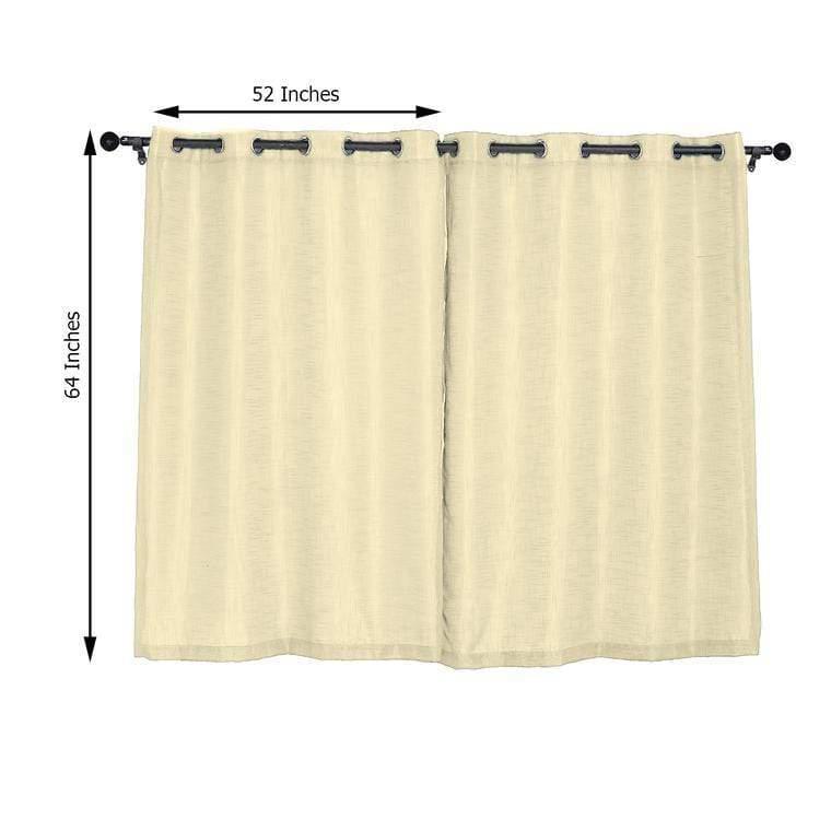2 pcs 52"x64" Faux Linen Curtains with Chrome Grommets