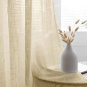 2 pcs 52"x64" Faux Linen Curtains with Chrome Grommets