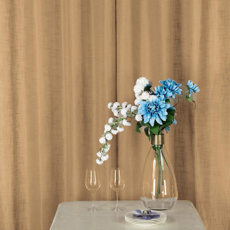 2 pcs 52"x64" Faux Linen Curtains with Chrome Grommets