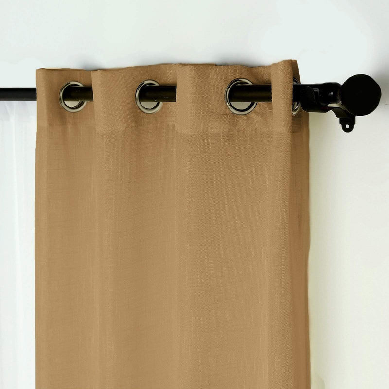 2 pcs 52"x64" Faux Linen Curtains with Chrome Grommets