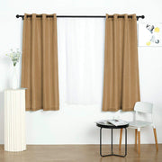 2 pcs 52"x64" Faux Linen Curtains with Chrome Grommets
